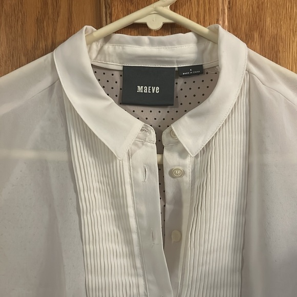 Maeve by Anthropologie Ruffled Button Down Sheer Blouse Size 4 - Picture 2 of 5